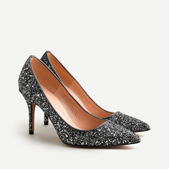 New JCREW Elsie Pumps in Gunmetal Glitter - Picture 1 of 7